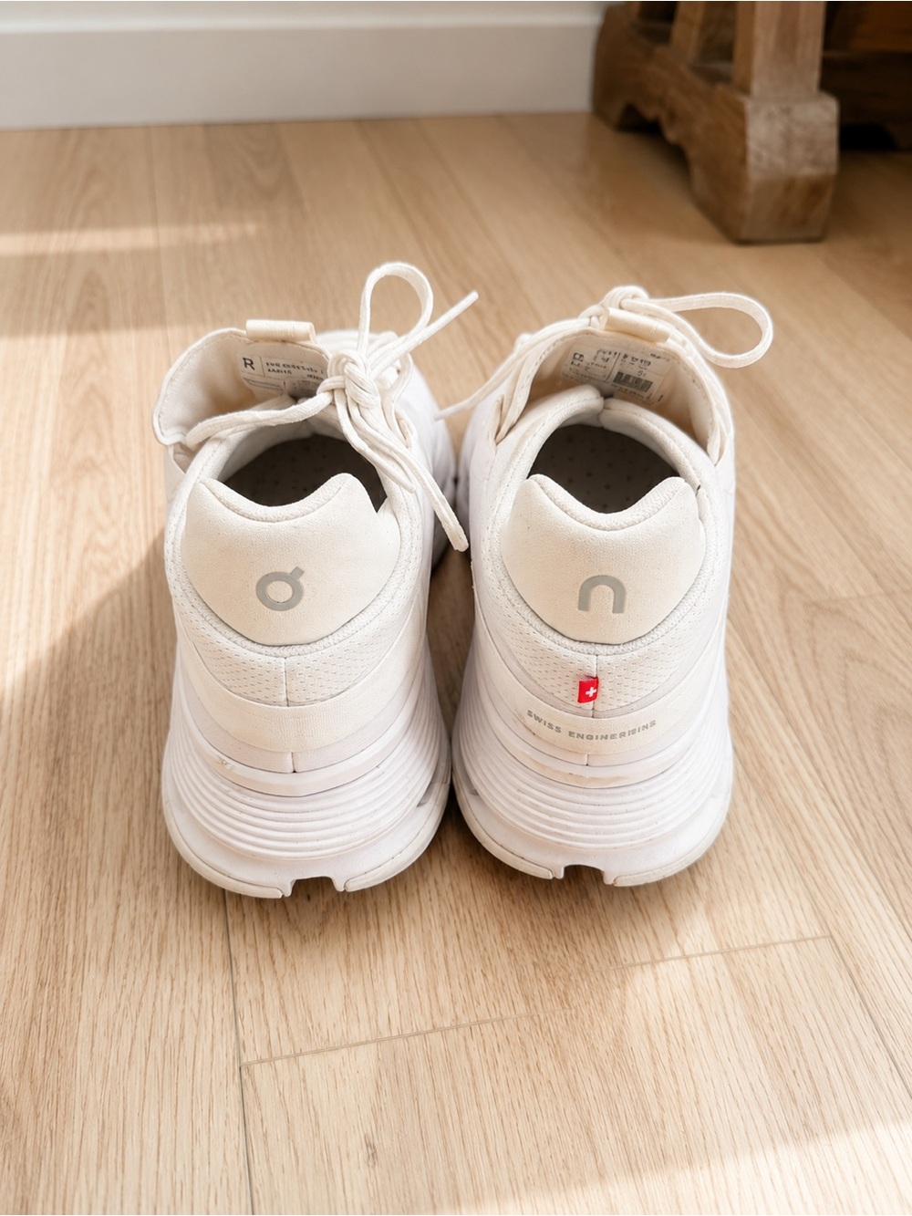 On Running Cream/White Men’s Athletic Sneakers with Subtle Red Accent